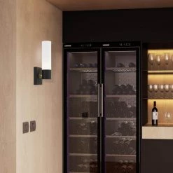 Aero 1 Light Textured Black ADA Wall Sconce with Hand Blown Satin Opal White Twist Lock Glass by Livex Lighting -Livex Lighting shop textured black livex lighting vanity lighting 10101 14 31 1000