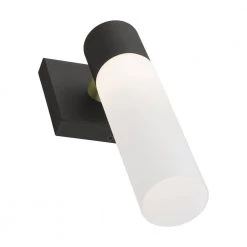 Aero 1 Light Textured Black ADA Wall Sconce with Hand Blown Satin Opal White Twist Lock Glass by Livex Lighting -Livex Lighting shop textured black livex lighting vanity lighting 10101 14 76 1000