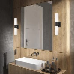 Aero 2 Light Textured Black ADA Wall Sconce with Hand Blown Satin Opal White Twist Lock Glass by Livex Lighting -Livex Lighting shop textured black livex lighting vanity lighting 10102 14 a0 1000