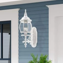 Frontenac 1 Light Textured White Outdoor Wall Sconce by Livex Lighting -Livex Lighting shop textured white livex lighting outdoor sconces 7520 13 40 1000