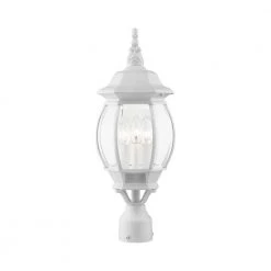 Frontenac 3 Light Textured White Outdoor Post Top Lantern by Livex Lighting -Livex Lighting shop textured white livex lighting post lanterns 7526 13 1f 1000