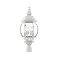Frontenac 4 Light Textured White Outdoor Post Top Lantern by Livex Lighting