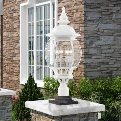 Frontenac 4 Light Textured White Outdoor Post Top Lantern by Livex Lighting -Livex Lighting shop textured white livex lighting post lanterns 7703 13 a0 1000