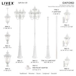 Oxford 3 Light Textured White Outdoor Post Top Lantern by Livex Lighting -Livex Lighting shop textured white livex lighting post lanterns 7859 13 d4 1000
