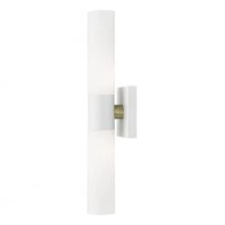 Aero 2 Light Textured White ADA Wall Sconce with Hand Blown Satin Opal White Twist Lock Glass by Livex Lighting -Livex Lighting shop textured white livex lighting vanity lighting 10102 13 1f 1000