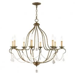 Chesterfield 8 Light Hand Applied Venetian Golden Bronze Chandelier by Livex Lighting