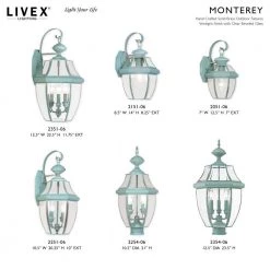 Monterey 1 Light Verdigris Outdoor Wall Sconce by Livex Lighting -Livex Lighting shop verdigris livex lighting outdoor sconces 2151 06 d4 1000