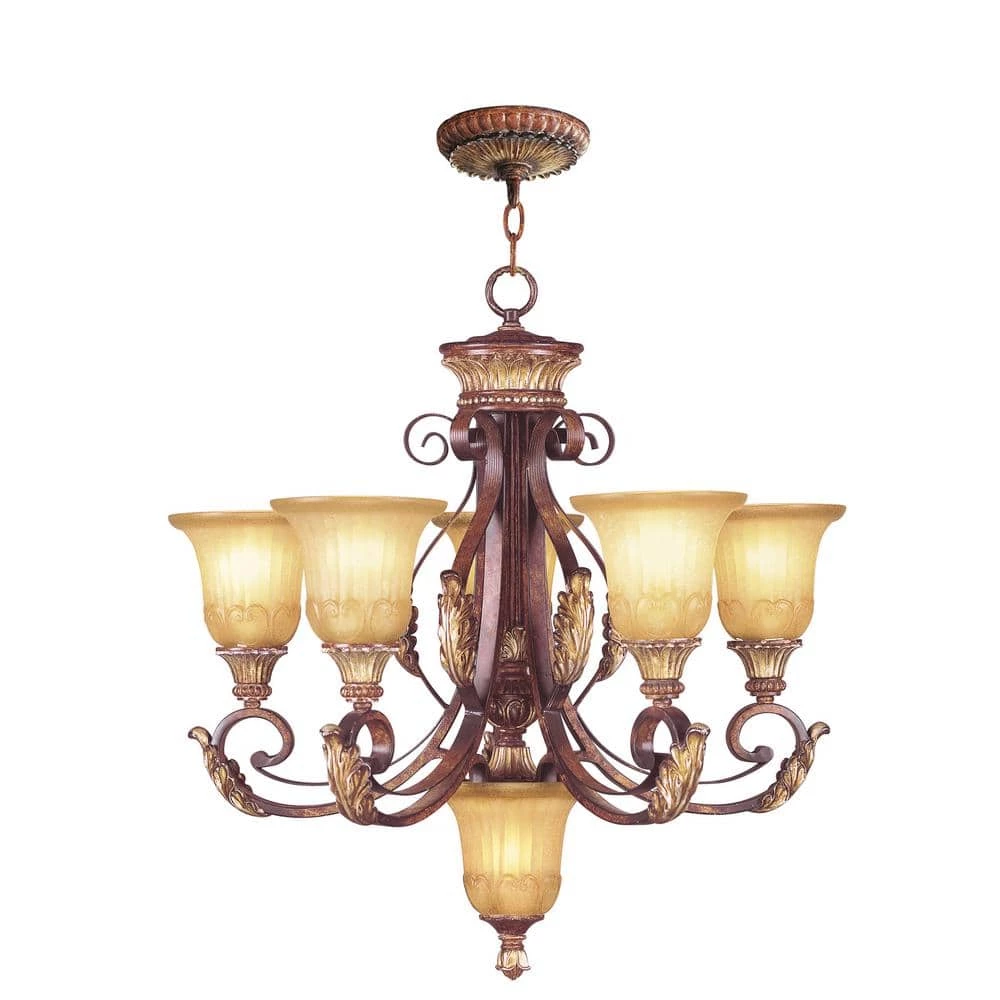 Villa Verona 6 Light Verona Bronze with Aged Gold Leaf Accents Chandelier by Livex Lighting 1 Villa Verona 6 Light Verona Bronze with Aged Gold Leaf Accents Chandelier by Livex Lighting