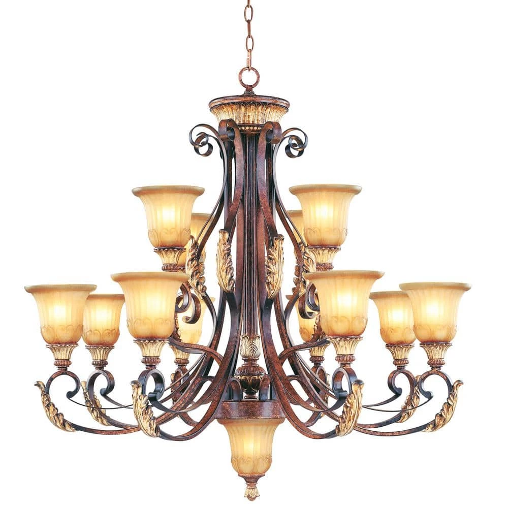 Villa Verona 13 Light Verona Bronze with Aged Gold Leaf Accents Chandelier by Livex Lighting 1 Villa Verona 13 Light Verona Bronze with Aged Gold Leaf Accents Chandelier by Livex Lighting