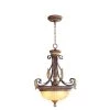 Villa Verona 3 Light Verona Bronze with Aged Gold Leaf Accents Inverted Pendant by Livex Lighting