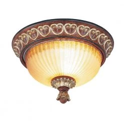 Villa Verona 2 Light Verona Bronze with Aged Gold Leaf Accents Flush Mount by Livex Lighting