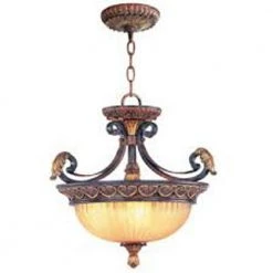 Providence 3-Light Ceiling Verona Bronze with Aged Gold Leaf Accents Incandescent Semi Flush Mount by Livex Lighting