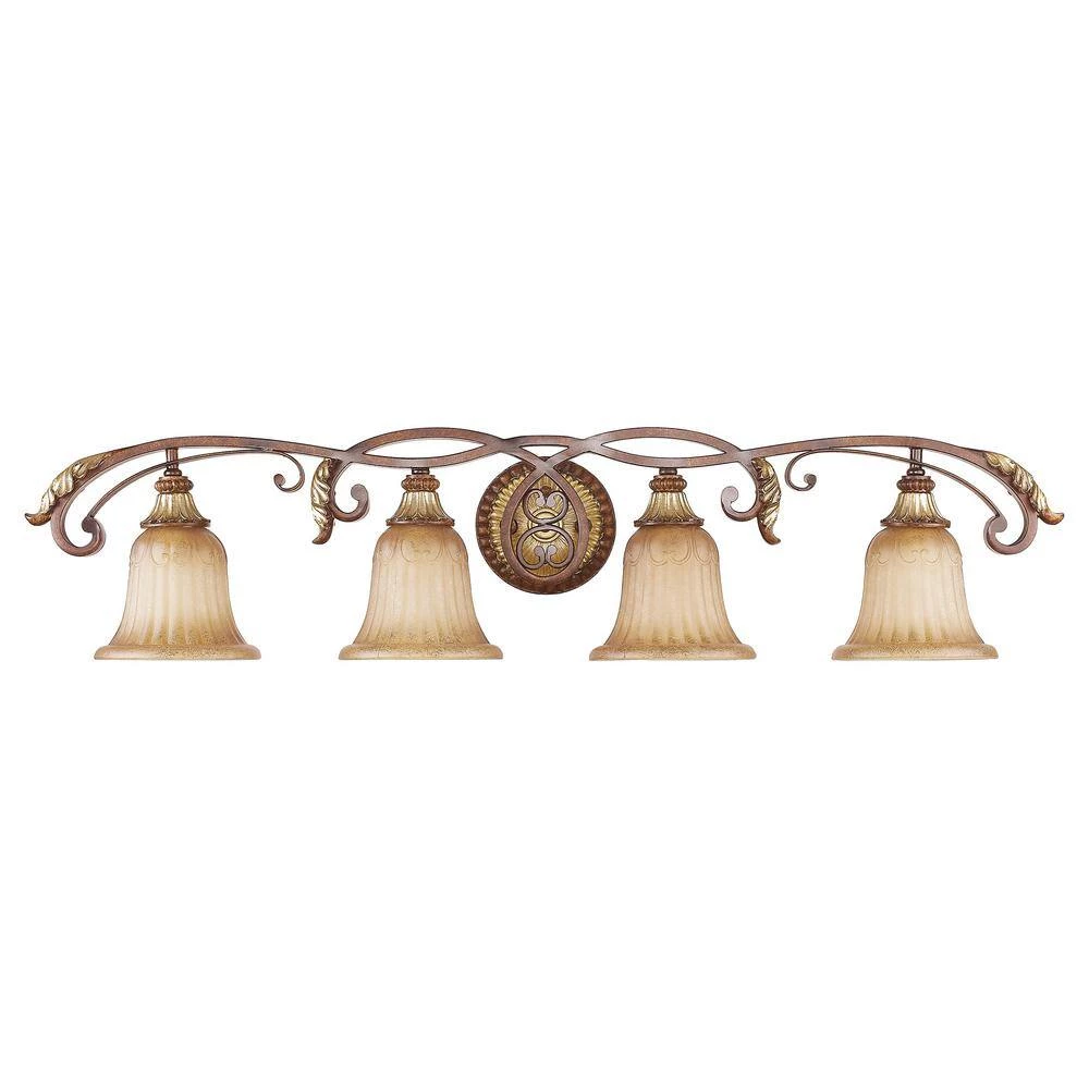 Villa Verona 4 Light Verona Bronze with Aged Gold Leaf Accents Bath Vanity by Livex Lighting 2 Villa Verona 4 Light Verona Bronze with Aged Gold Leaf Accents Bath Vanity by Livex Lighting - Image 2