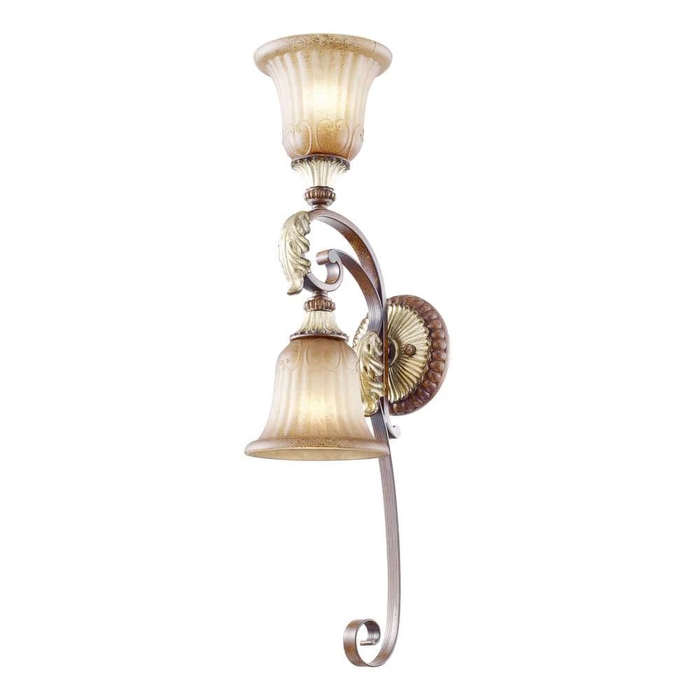 Villa Verona 2 Light Verona Bronze with Aged Gold Leaf Accents Wall Sconce by Livex Lighting 5 Villa Verona 2 Light Verona Bronze with Aged Gold Leaf Accents Wall Sconce by Livex Lighting - Image 5