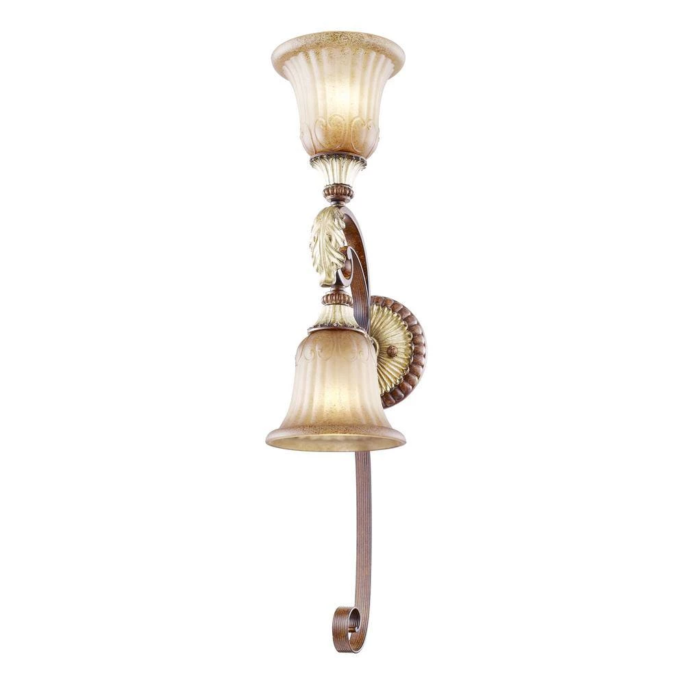 Villa Verona 2 Light Verona Bronze with Aged Gold Leaf Accents Wall Sconce by Livex Lighting 3 Villa Verona 2 Light Verona Bronze with Aged Gold Leaf Accents Wall Sconce by Livex Lighting - Image 3