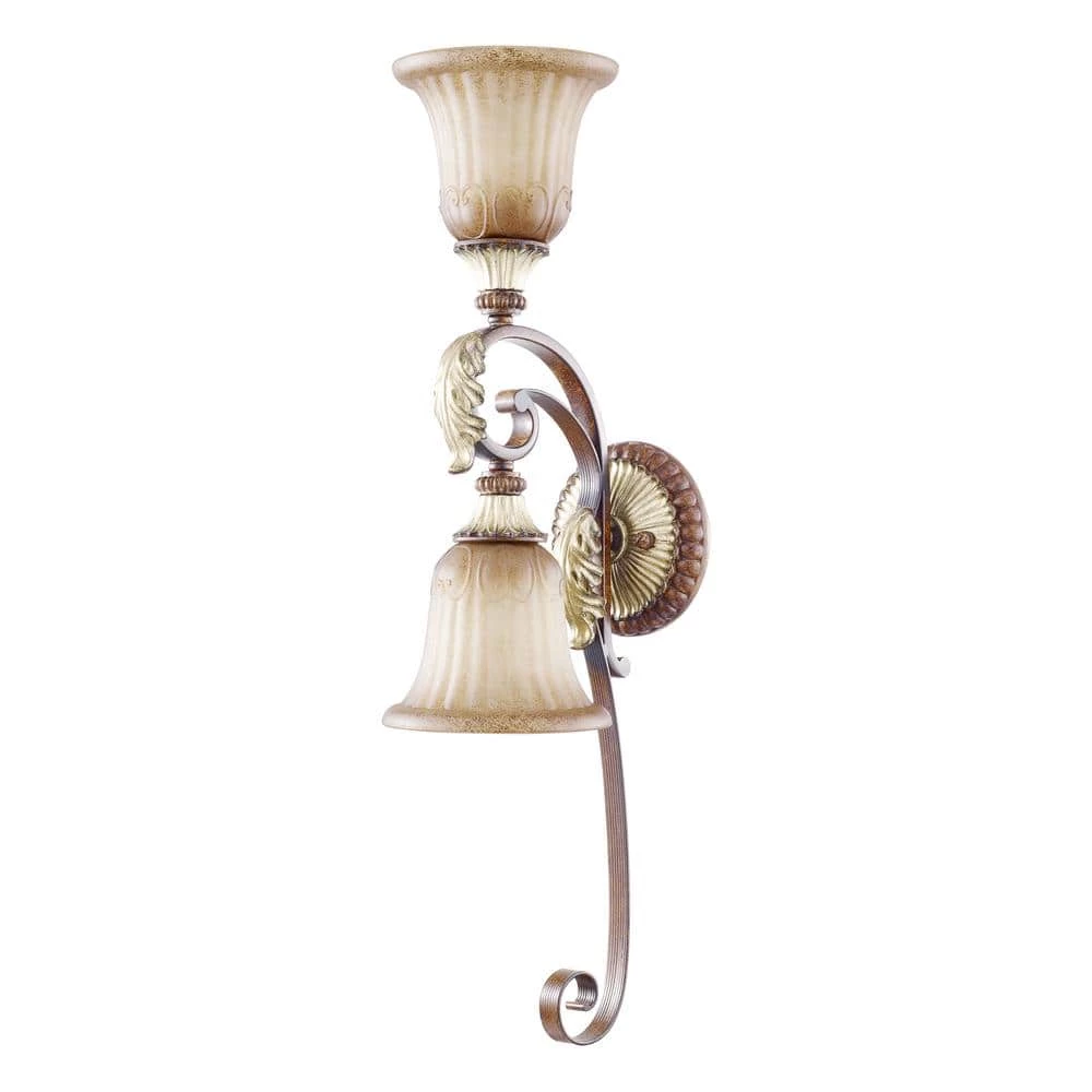 Villa Verona 2 Light Verona Bronze with Aged Gold Leaf Accents Wall Sconce by Livex Lighting 2 Villa Verona 2 Light Verona Bronze with Aged Gold Leaf Accents Wall Sconce by Livex Lighting - Image 2