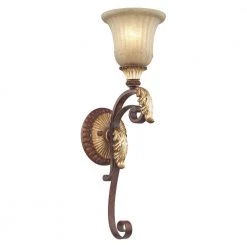 Villa Verona 1 Light Verona Bronze with Aged Gold Leaf Accents Wall Sconce by Livex Lighting -Livex Lighting shop verona bronze with aged gold leaf accents livex lighting wall sconces 8581 63 1f 1000
