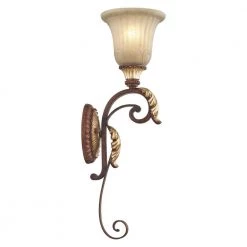 Villa Verona 1 Light Verona Bronze with Aged Gold Leaf Accents Wall Sconce by Livex Lighting -Livex Lighting shop verona bronze with aged gold leaf accents livex lighting wall sconces 8581 63 fa 1000