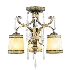 La Bella 18 in. 3-Light Vintage Gold Leaf Semi-Flush Mount by Livex Lighting