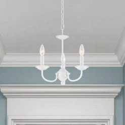Home Basics 3-Light White Chandelier by Livex Lighting -Livex Lighting shop white livex lighting chandeliers 4153 03 1d 1000