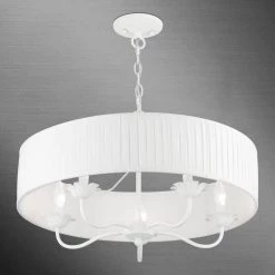 Edinburgh 5-Light White Drum Pendant Chandelier by Livex Lighting -Livex Lighting shop white livex lighting chandeliers 41775 03 1f 1000