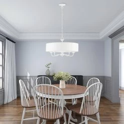 Edinburgh 5-Light White Drum Pendant Chandelier by Livex Lighting -Livex Lighting shop white livex lighting chandeliers 41775 03 66 1000