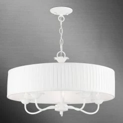 Edinburgh 5-Light White Drum Pendant Chandelier by Livex Lighting -Livex Lighting shop white livex lighting chandeliers 41775 03 c3 1000