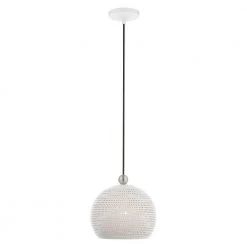 Dublin 1 Light White with Brushed Nickel Accents Pendant by Livex Lighting -Livex Lighting shop white livex lighting chandeliers 49100 03 4f 1000