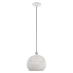 Dublin 1 Light White with Brushed Nickel Accents Pendant by Livex Lighting