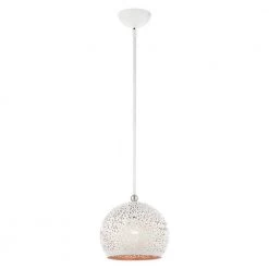 Charlton 1 Light White with Brushed Nickel Accents Pendant by Livex Lighting -Livex Lighting shop white livex lighting chandeliers 49181 03 1f 1000