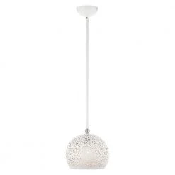 Charlton 1 Light White with Brushed Nickel Accents Pendant by Livex Lighting -Livex Lighting shop white livex lighting chandeliers 49181 03 4f 1000