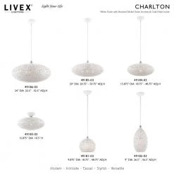 Charlton 1 Light White with Brushed Nickel Accents Pendant by Livex Lighting -Livex Lighting shop white livex lighting chandeliers 49181 03 d4 1000