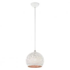 Charlton 1 Light White with Brushed Nickel Accents Pendant by Livex Lighting -Livex Lighting shop white livex lighting chandeliers 49181 03 fa 1000