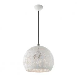 Chantily 3 Light White with Brushed Nickel Accents Pendant by Livex Lighting -Livex Lighting shop white livex lighting chandeliers 49543 03 44 1000