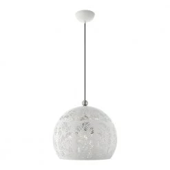Chantily 3 Light White with Brushed Nickel Accents Pendant by Livex Lighting