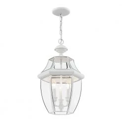 Monterey 3-Light White Hardwired Outdoor Pendant Light by Livex Lighting -Livex Lighting shop white livex lighting outdoor chandeliers 2355 03 4f 1000