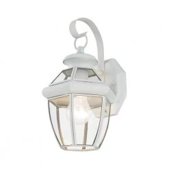 Monterey 12.5 in. 1-Light Solid Brass White Outdoor Wall Lantern Sconce by Livex Lighting -Livex Lighting shop white livex lighting outdoor sconces 2051 03 4f 1000