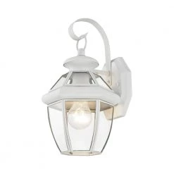 Monterey 12.5 in. 1-Light Solid Brass White Outdoor Wall Lantern Sconce by Livex Lighting