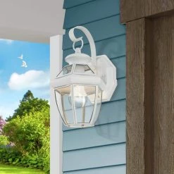 Monterey 12.5 in. 1-Light Solid Brass White Outdoor Wall Lantern Sconce by Livex Lighting -Livex Lighting shop white livex lighting outdoor sconces 2051 03 66 1000