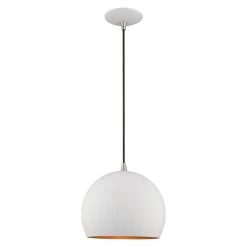 Metal Shade Mini Pendants 1 Light White Mini Pendant by Livex Lighting
