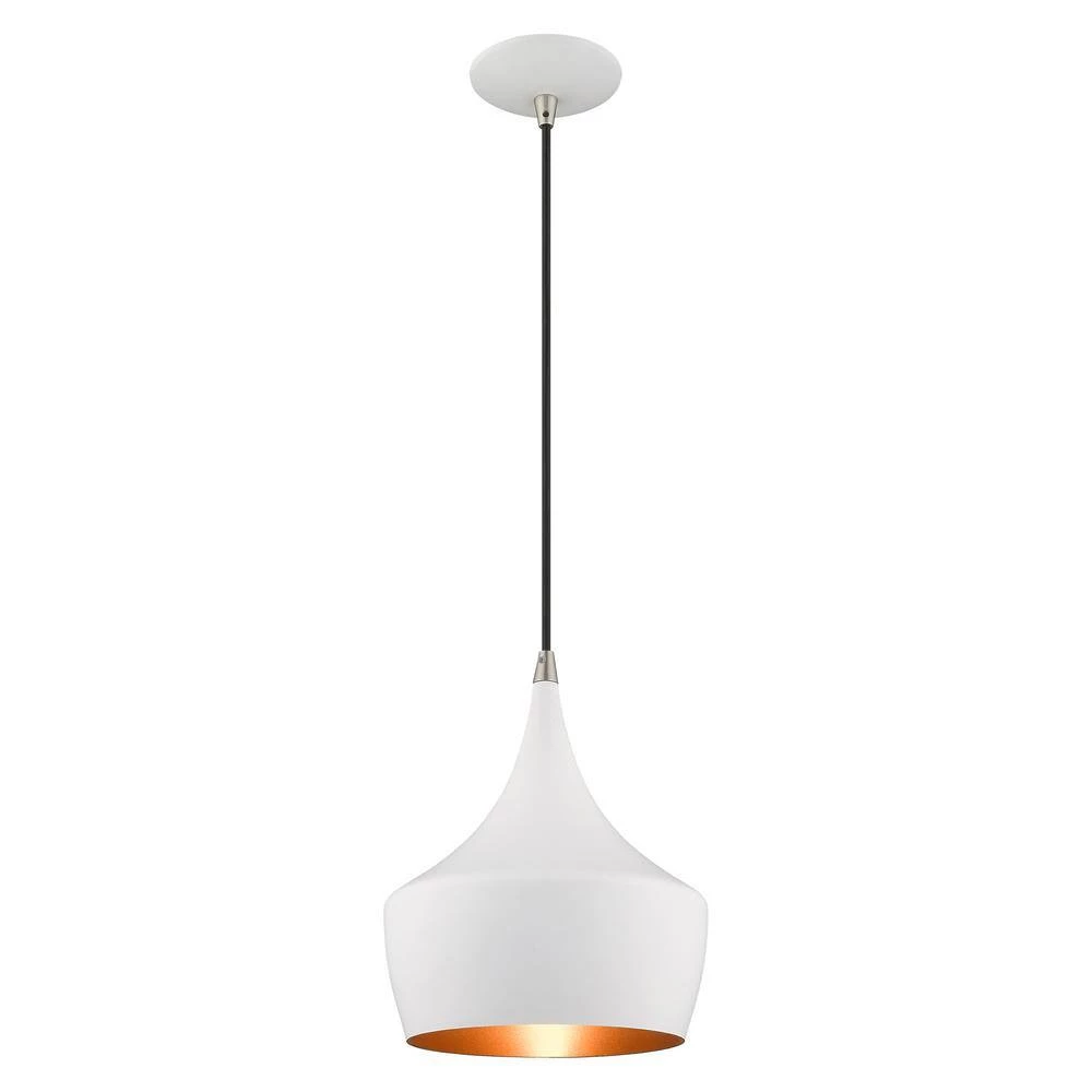 Metal Shade Mini Pendants 1 Light White Mini Pendant by Livex Lighting 9 Metal Shade Mini Pendants 1 Light White Mini Pendant by Livex Lighting - Image 9