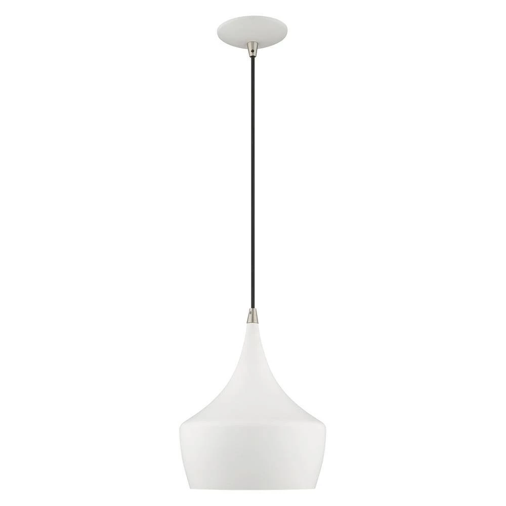 Metal Shade Mini Pendants 1 Light White Mini Pendant by Livex Lighting 8 Metal Shade Mini Pendants 1 Light White Mini Pendant by Livex Lighting - Image 8
