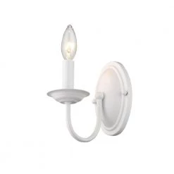 Home Basics 1 Light White Wall Sconce by Livex Lighting -Livex Lighting shop white livex lighting wall sconces 4151 03 44 1000