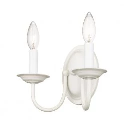 Home Basics 2 Light White Wall Sconce by Livex Lighting -Livex Lighting shop white livex lighting wall sconces 4152 03 1f 1000