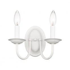 Home Basics 2 Light White Wall Sconce by Livex Lighting -Livex Lighting shop white livex lighting wall sconces 4152 03 4f 1000